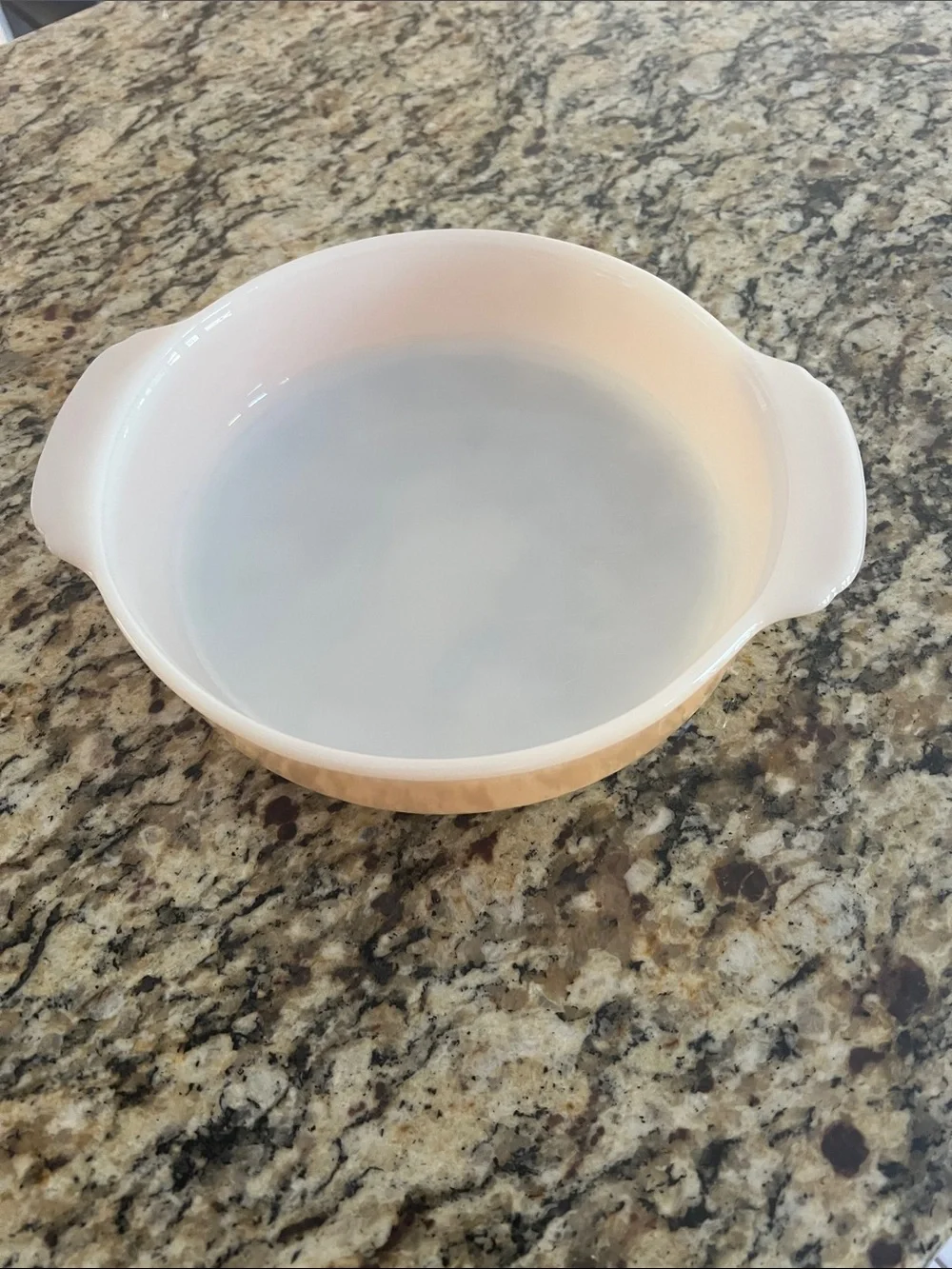 Fire King White and Cream Round Baking Dish with Handles - 8 inches